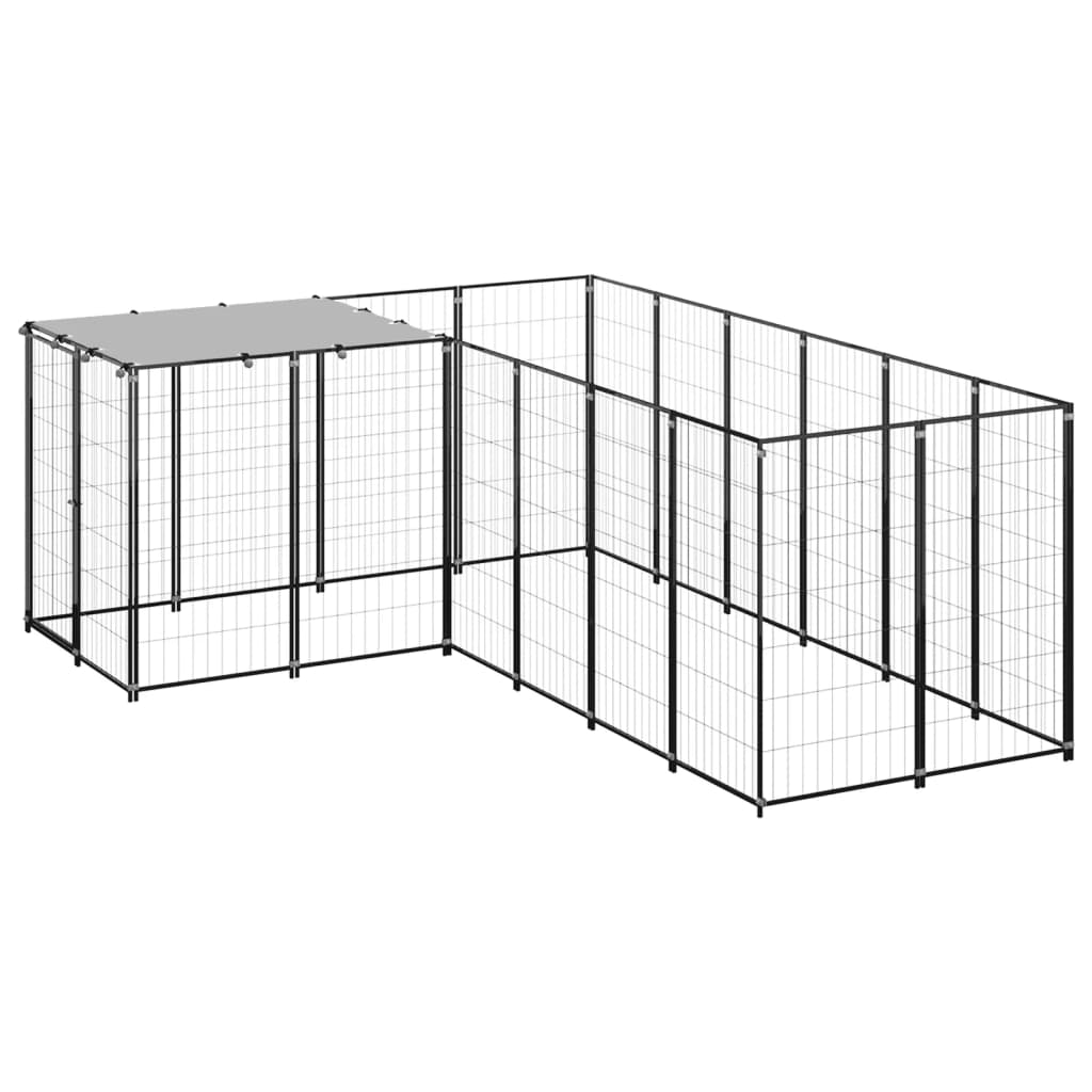 vidaXL Padoc pentru câini, negru, 4,84 m², oțel vidaXL Padoc pentru câini, negru, 4,84 m², oțel