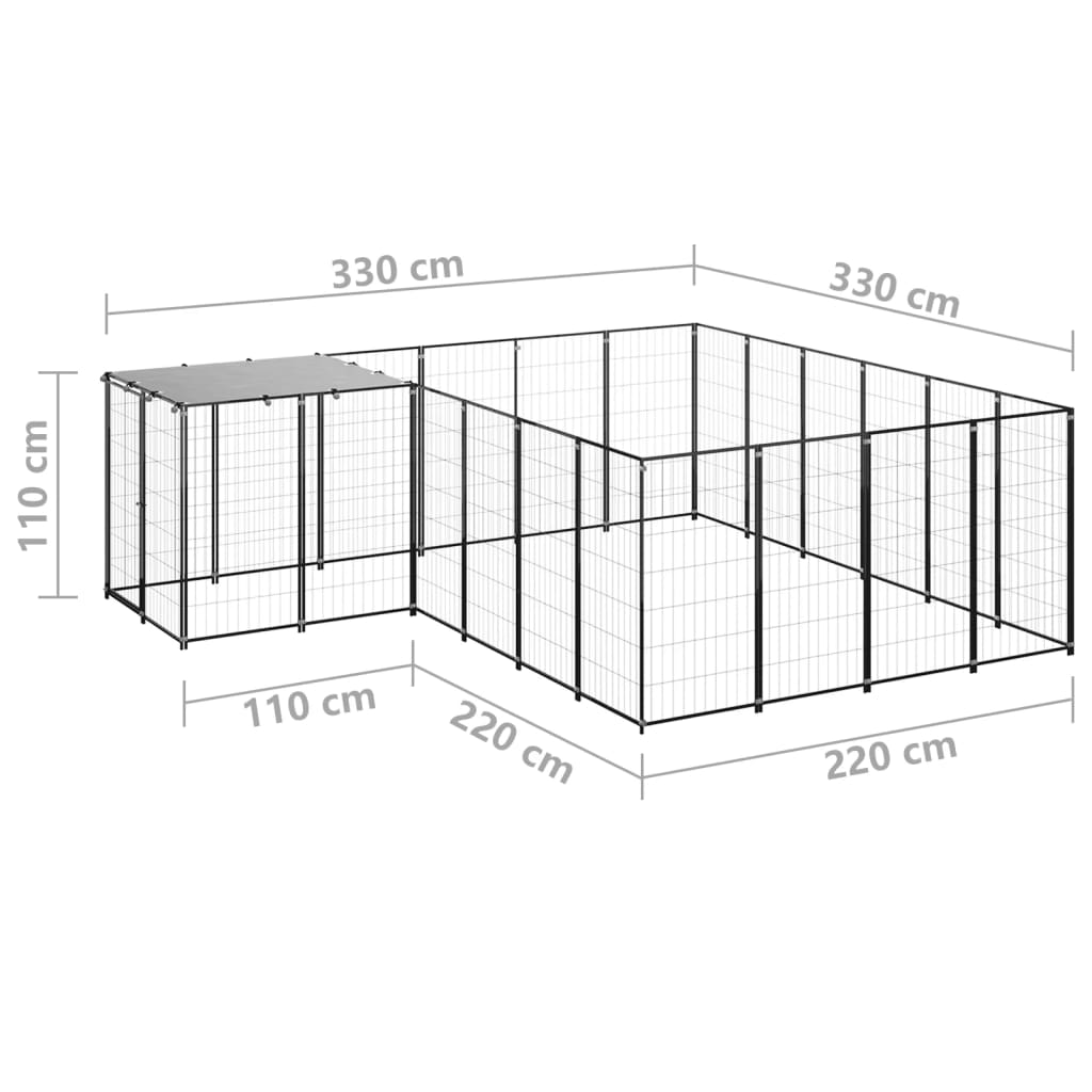 vidaXL Padoc pentru câini, negru, 8,47 m², oțel vidaXL Padoc pentru câini, negru, 8,47 m², oțel