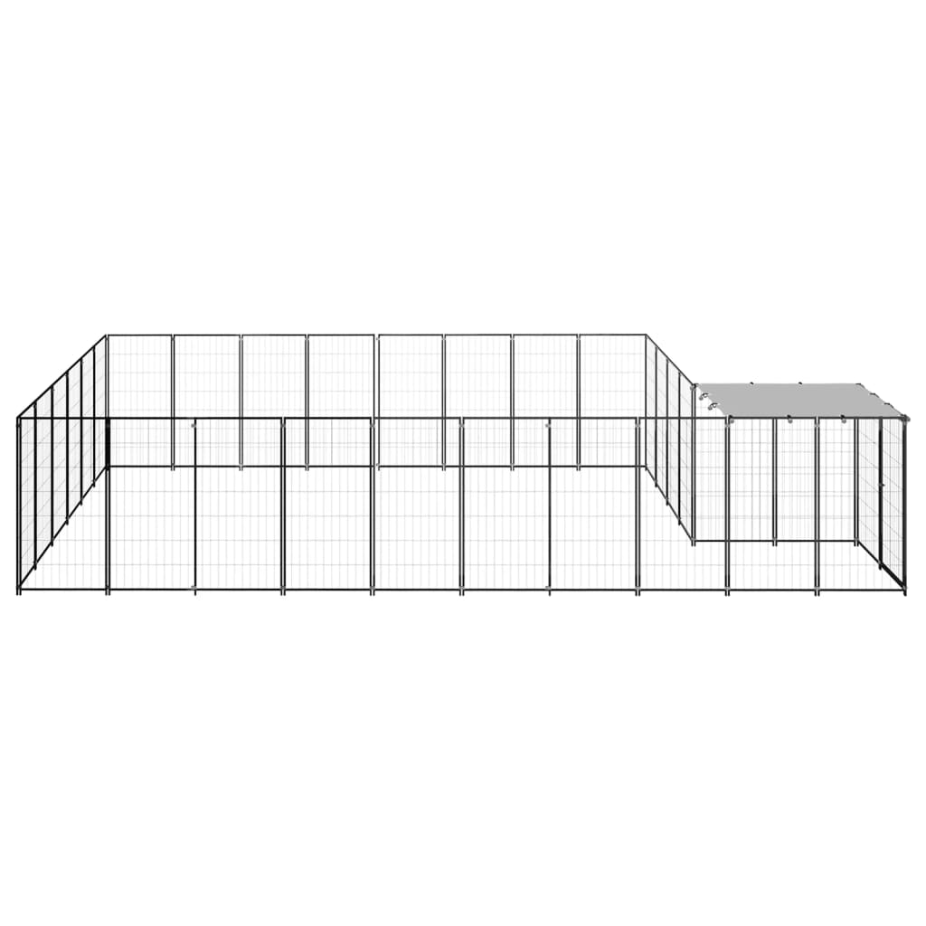 vidaXL Padoc pentru câini, negru, 15,73 m², oțel