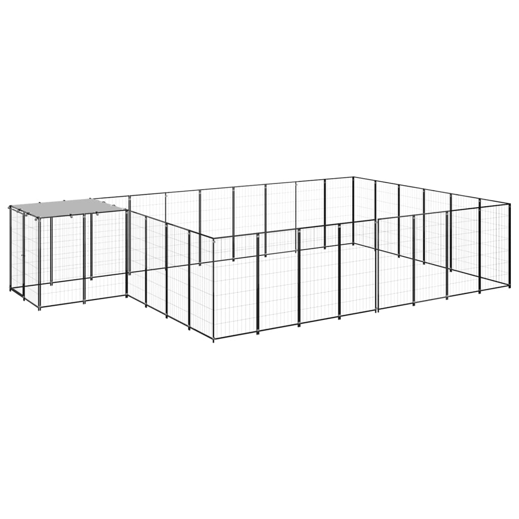 vidaXL Padoc pentru câini, negru, 15,73 m², oțel