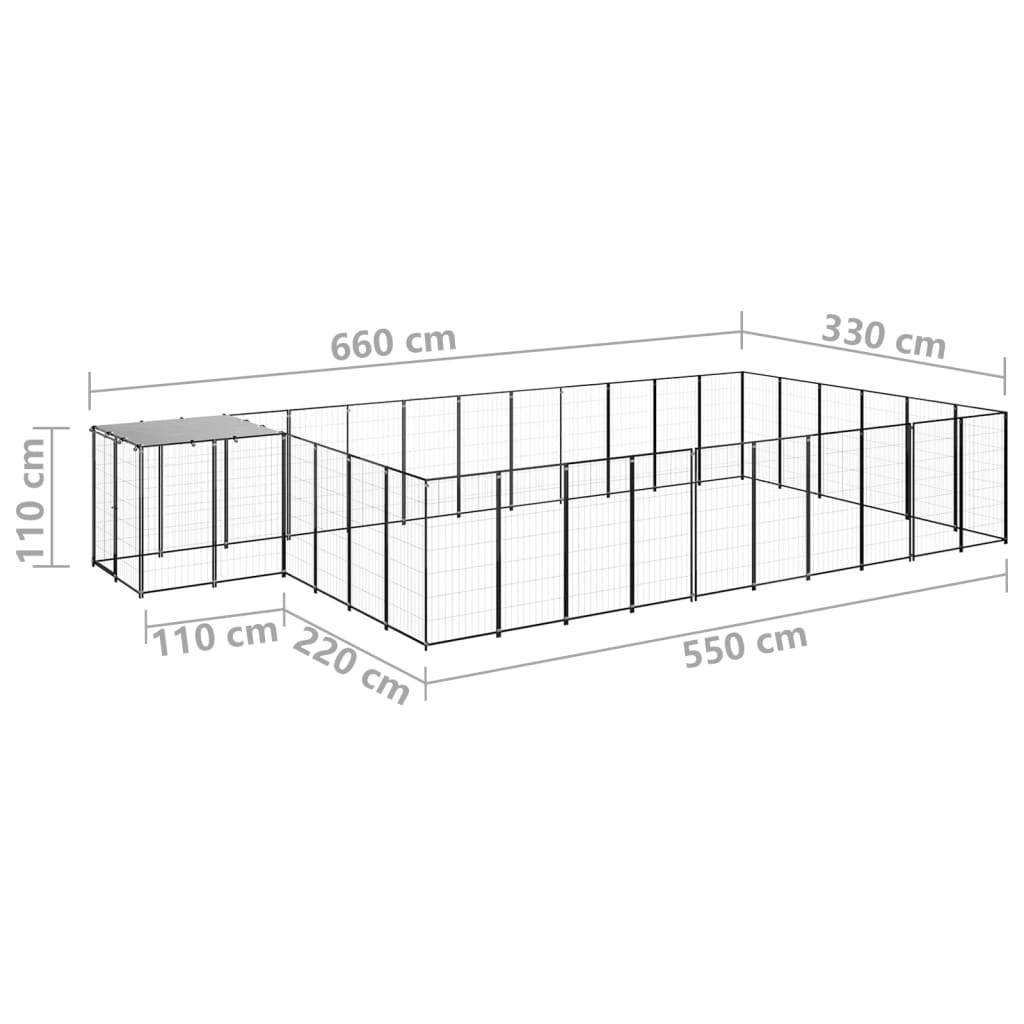 vidaXL Padoc pentru câini, negru, 19,36 m², oțel vidaXL Padoc pentru câini, negru, 19,36 m², oțel