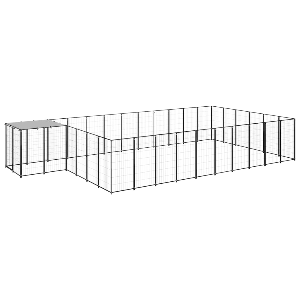 vidaXL Padoc pentru câini, negru, 19,36 m², oțel vidaXL Padoc pentru câini, negru, 19,36 m², oțel