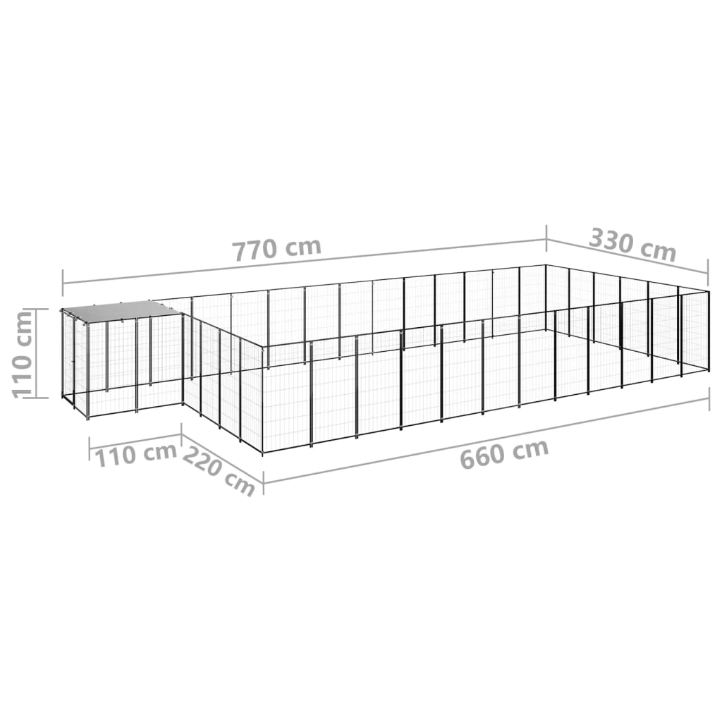vidaXL Padoc pentru câini, negru, 22,99 m², oțel vidaXL Padoc pentru câini, negru, 22,99 m², oțel