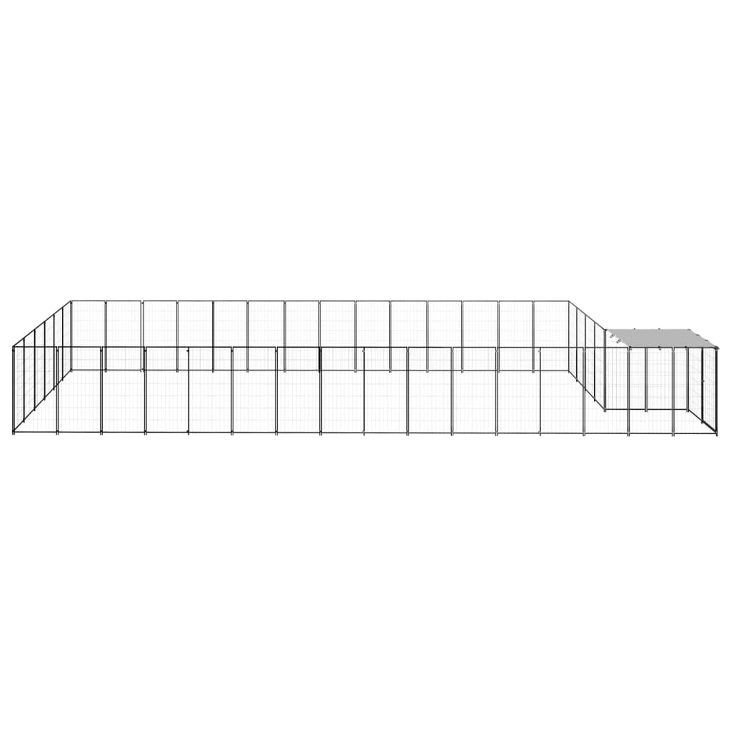 vidaXL Padoc pentru câini, negru, 26,62 m², oțel