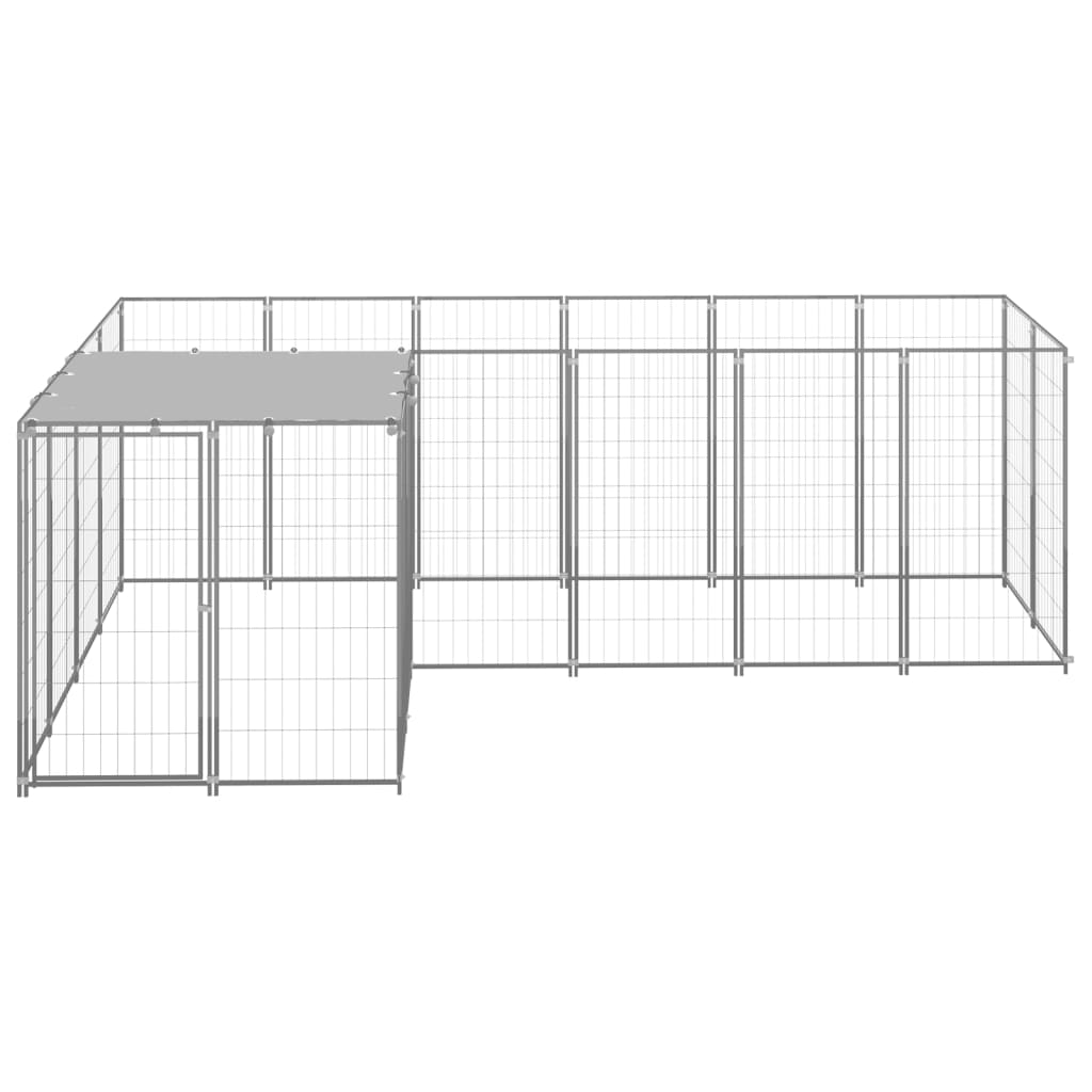 vidaXL Padoc pentru câini, argintiu, 4,84 m², oțel vidaXL Padoc pentru câini, argintiu, 4,84 m², oțel