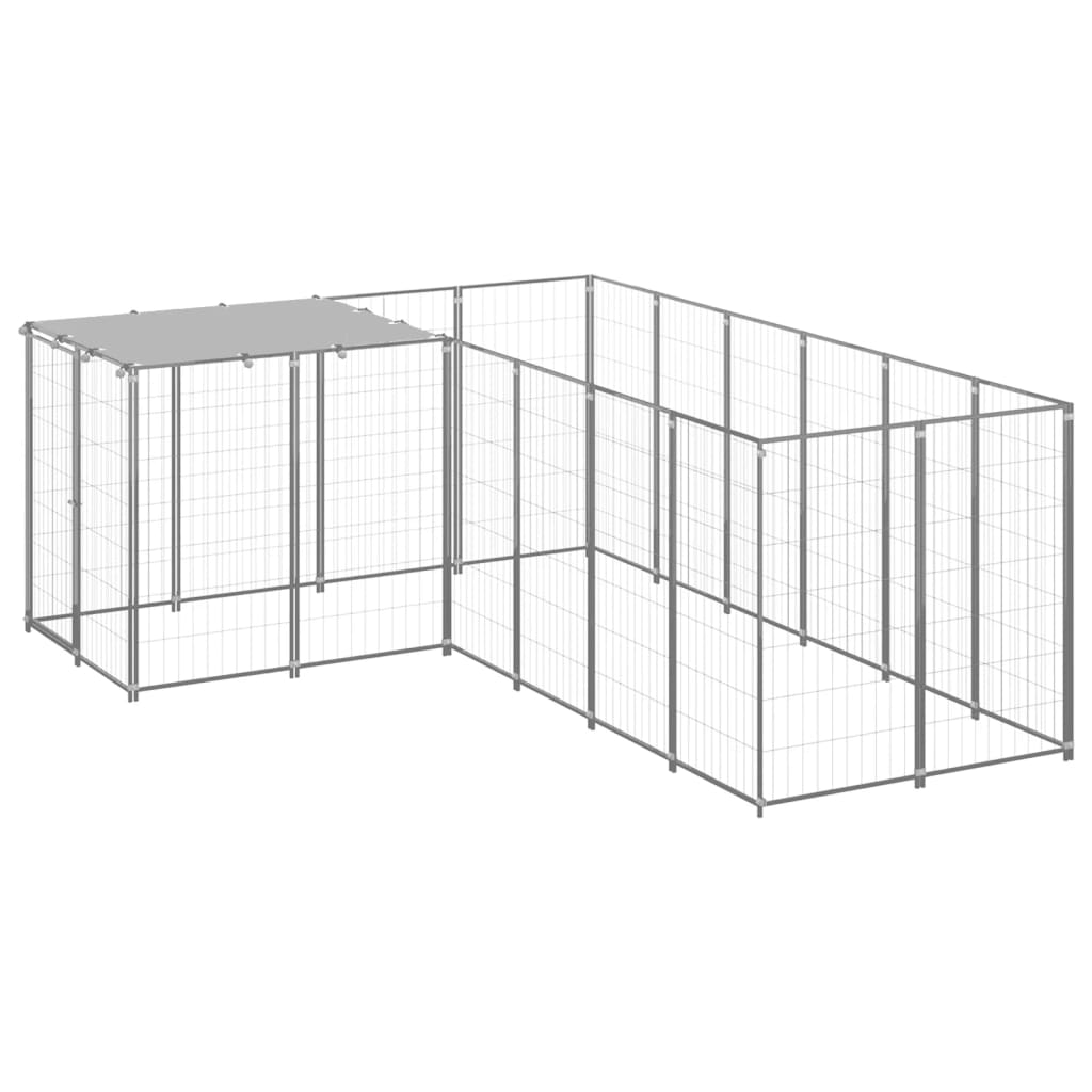 vidaXL Padoc pentru câini, argintiu, 4,84 m², oțel vidaXL Padoc pentru câini, argintiu, 4,84 m², oțel