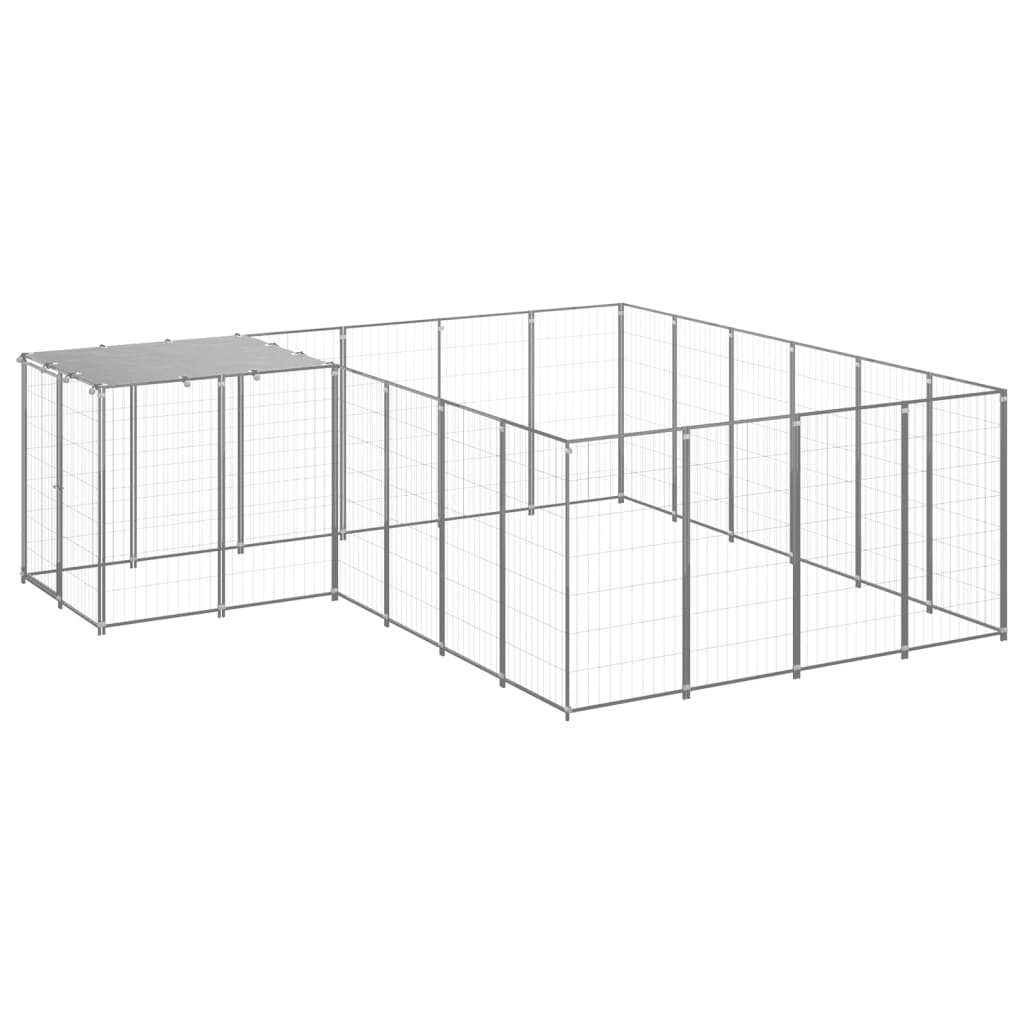 vidaXL Padoc pentru câini, argintiu, 8,47 m², oțel vidaXL Padoc pentru câini, argintiu, 8,47 m², oțel