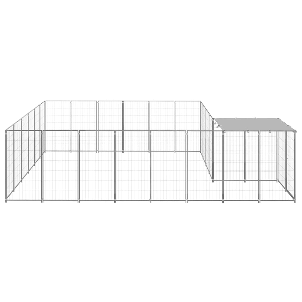 vidaXL Padoc pentru câini, argintiu, 12,1 m², oțel vidaXL Padoc pentru câini, argintiu, 12,1 m², oțel