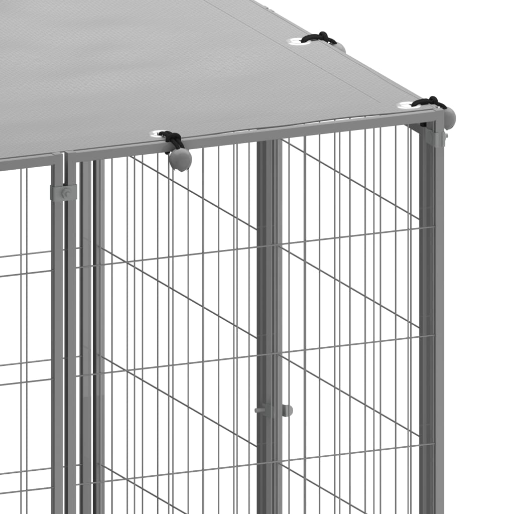 vidaXL Padoc pentru câini, argintiu, 12,1 m², oțel vidaXL Padoc pentru câini, argintiu, 12,1 m², oțel