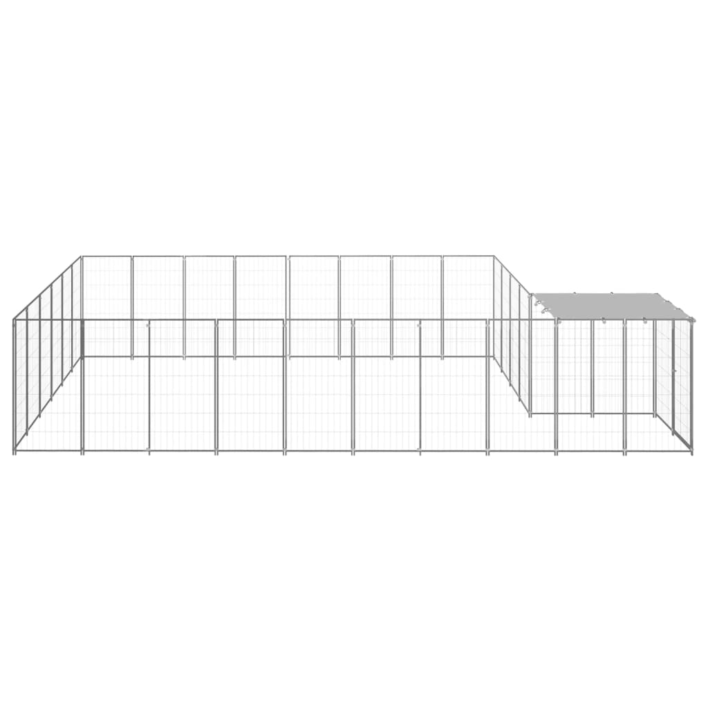 vidaXL Padoc pentru câini, argintiu, 15,73 m², oțel vidaXL Padoc pentru câini, argintiu, 15,73 m², oțel