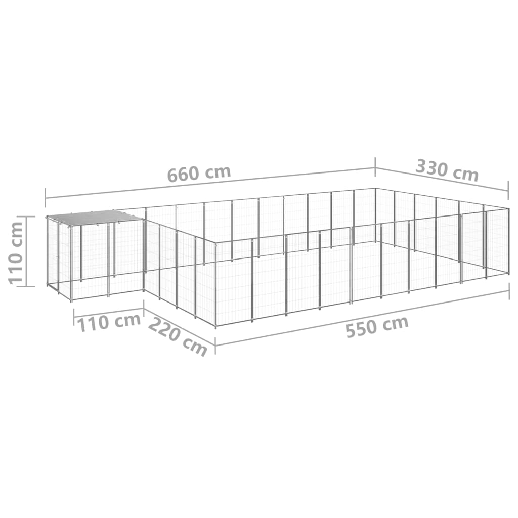 vidaXL Padoc pentru câini, argintiu, 19,36 m², oțel vidaXL Padoc pentru câini, argintiu, 19,36 m², oțel
