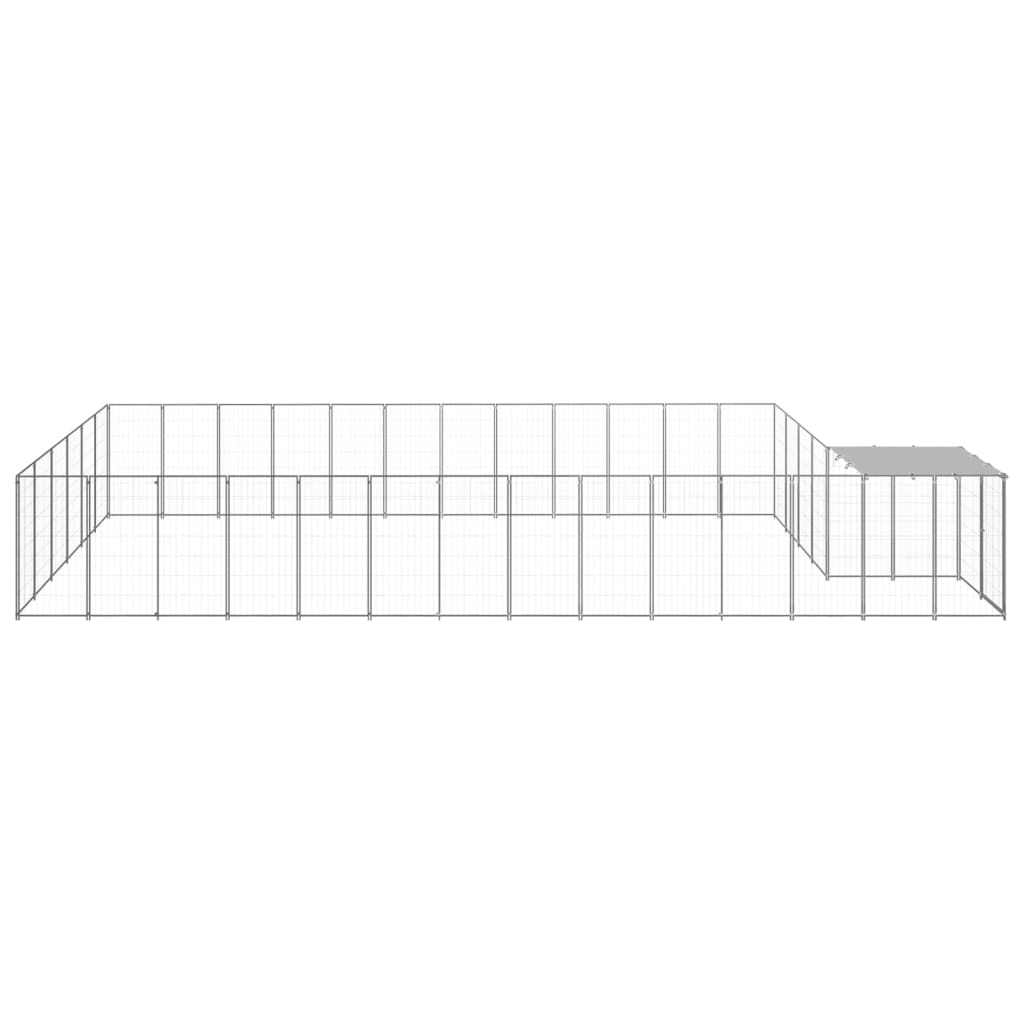 vidaXL Padoc pentru câini, argintiu, 22,99 m², oțel vidaXL Padoc pentru câini, argintiu, 22,99 m², oțel