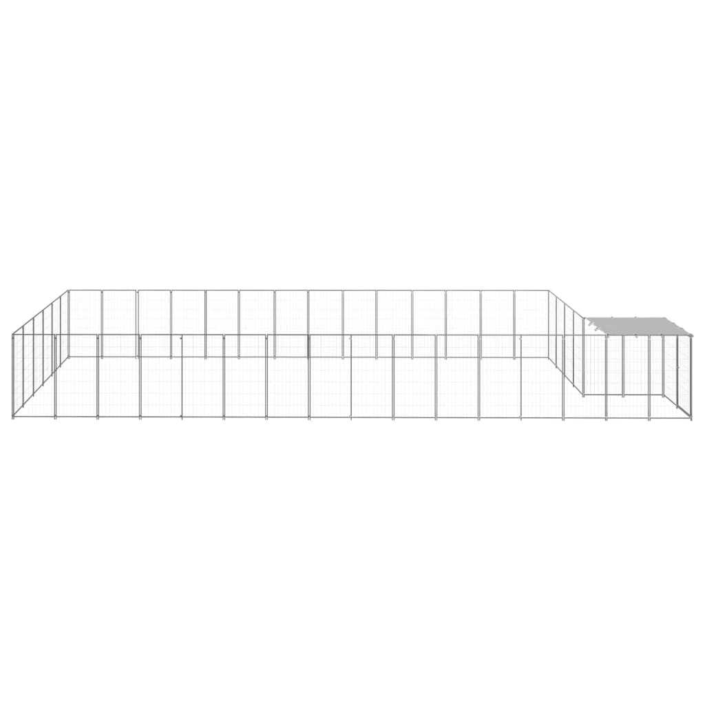 vidaXL Padoc pentru câini, argintiu, 26,62 m², oțel