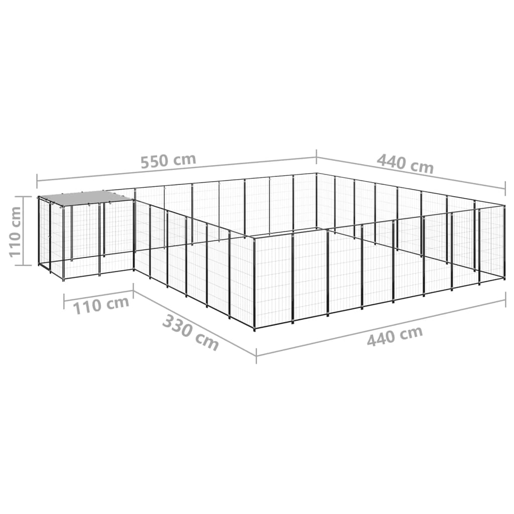 vidaXL Padoc pentru câini, negru, 20,57 m², oțel vidaXL Padoc pentru câini, negru, 20,57 m², oțel