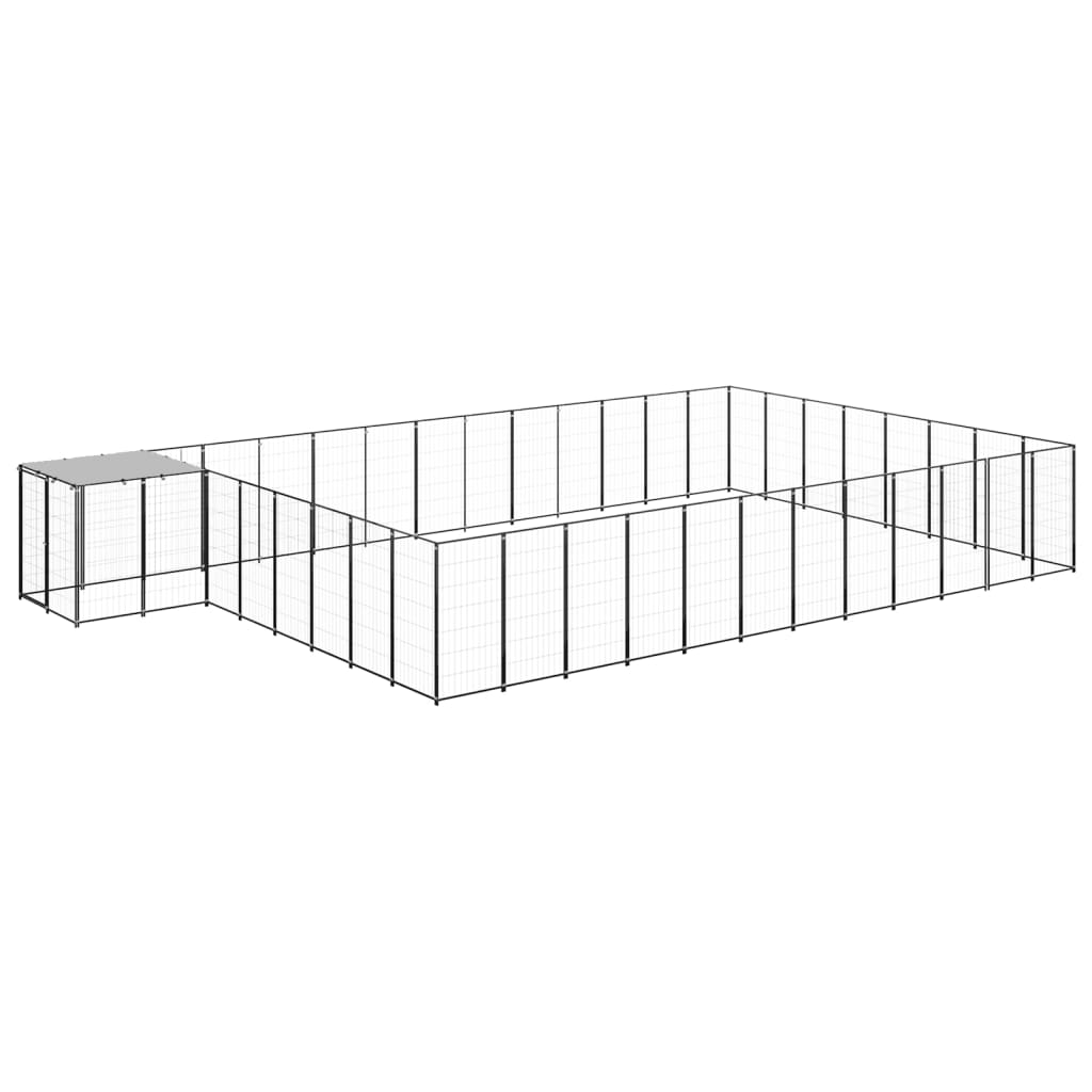 vidaXL Padoc pentru câini, negru, 30,25 m², oțel vidaXL Padoc pentru câini, negru, 30,25 m², oțel