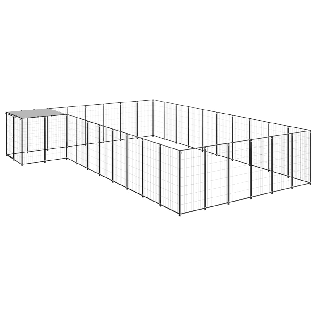 vidaXL Padoc pentru câini, negru, 19,36 m², oțel vidaXL Padoc pentru câini, negru, 19,36 m², oțel