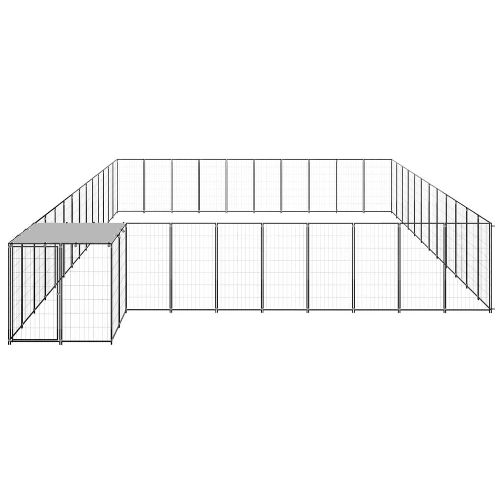 vidaXL Padoc pentru câini, negru, 37,51 m², oțel vidaXL Padoc pentru câini, negru, 37,51 m², oțel