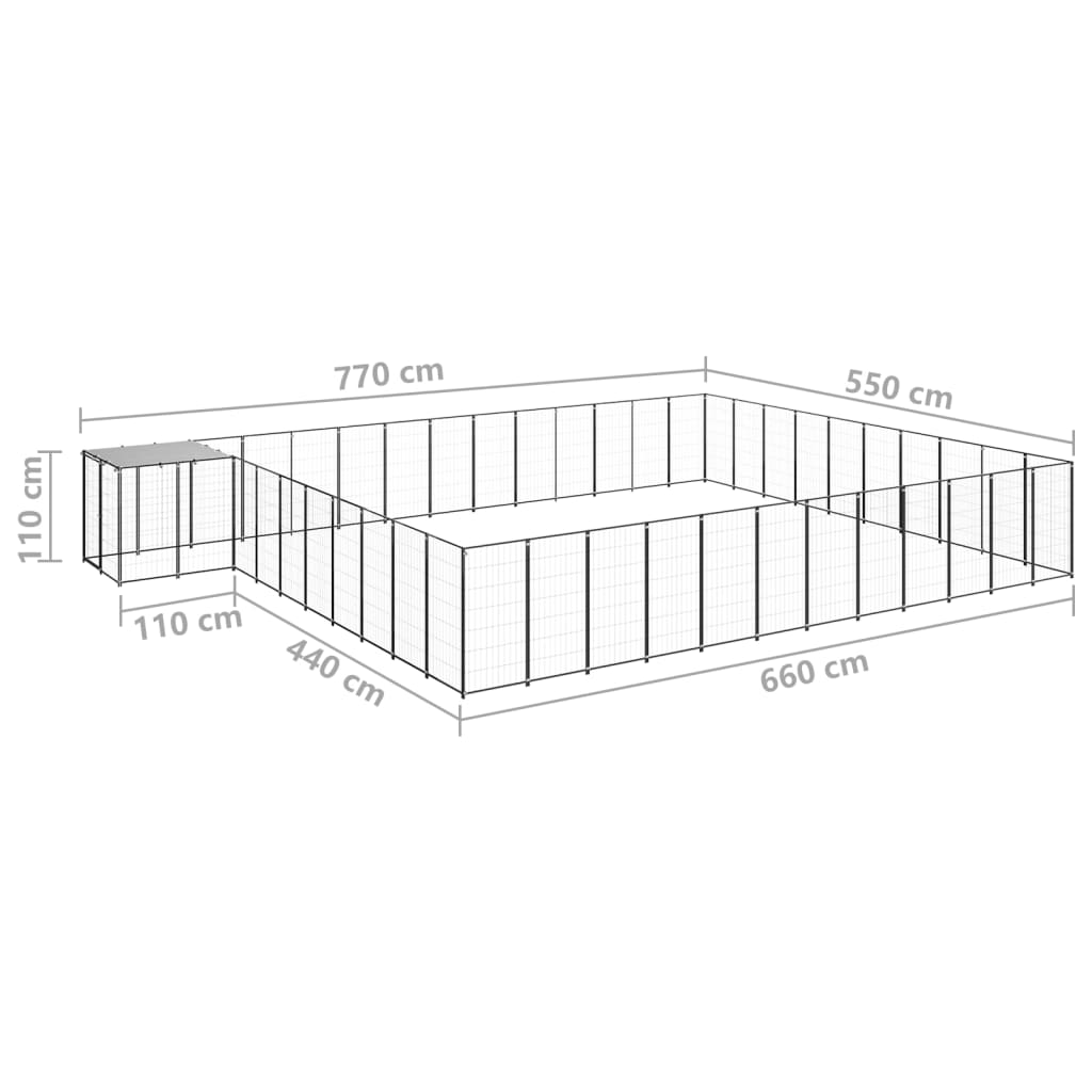 vidaXL Padoc pentru câini, negru, 37,51 m², oțel vidaXL Padoc pentru câini, negru, 37,51 m², oțel