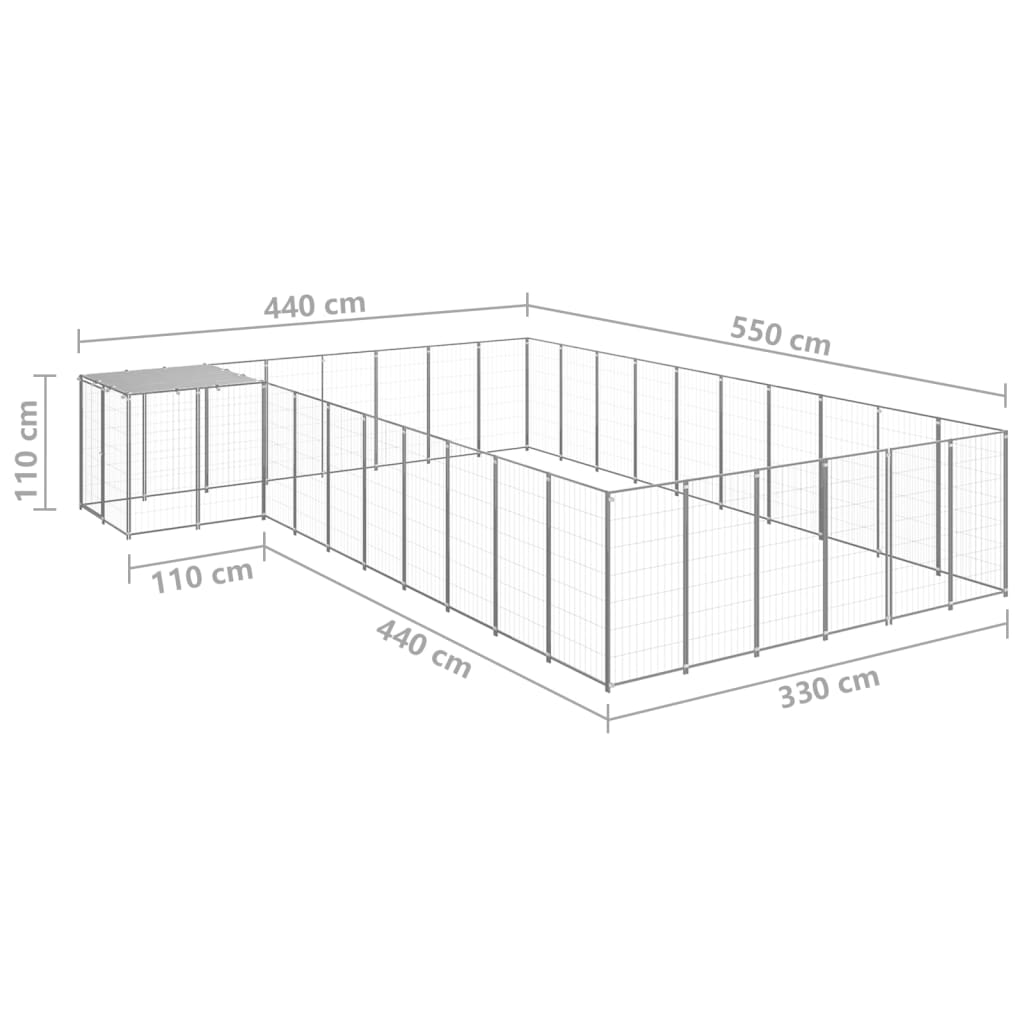 vidaXL Padoc pentru câini, argintiu, 19,36 m², oțel vidaXL Padoc pentru câini, argintiu, 19,36 m², oțel