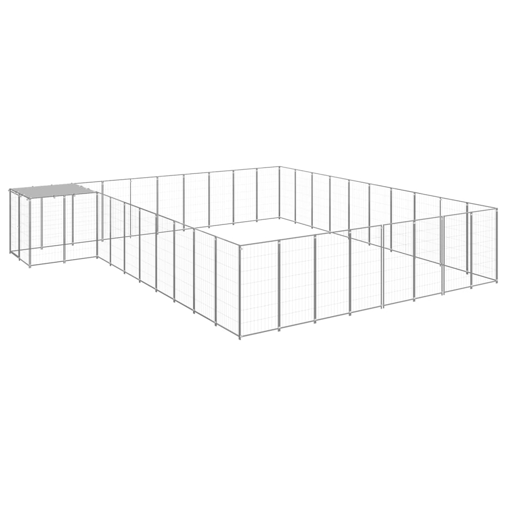 vidaXL Padoc pentru câini, argintiu, 25,41 m², oțel vidaXL Padoc pentru câini, argintiu, 25,41 m², oțel