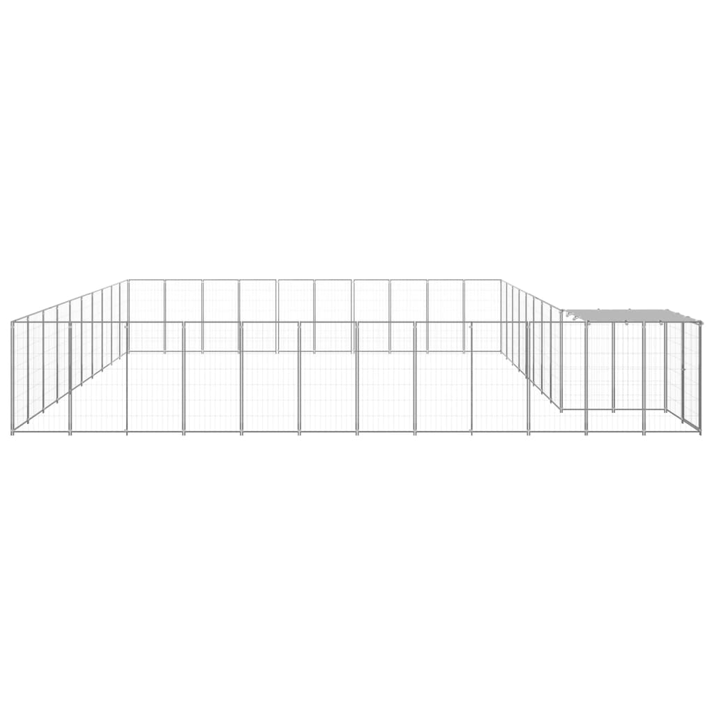 vidaXL Padoc pentru câini, argintiu, 31,46 m², oțel vidaXL Padoc pentru câini, argintiu, 31,46 m², oțel