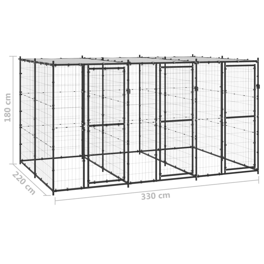vidaXL Padoc pentru câini de exterior cu acoperiș, 7,26 m², oțel vidaXL Padoc pentru câini de exterior cu acoperiș, 7,26 m², oțel
