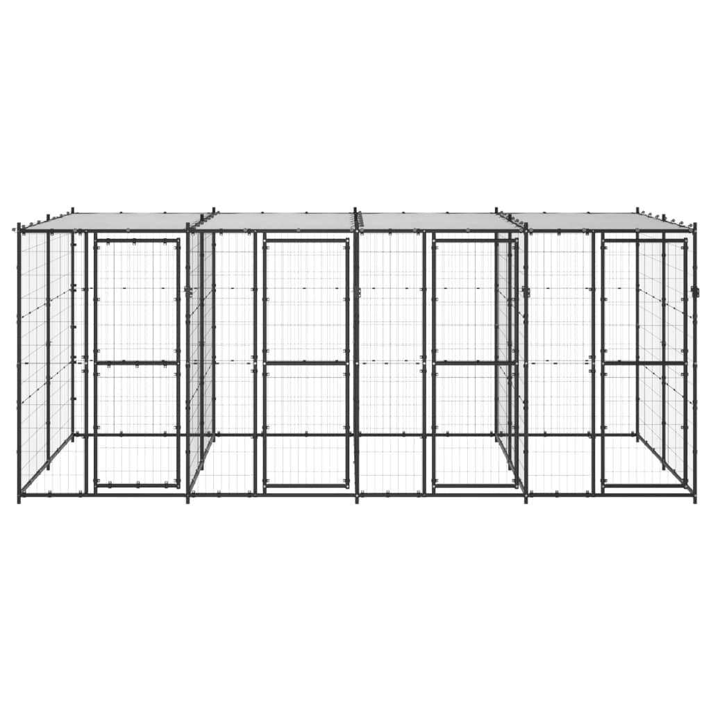 vidaXL Padoc pentru câini de exterior cu acoperiș, 9,68 m², oțel vidaXL Padoc pentru câini de exterior cu acoperiș, 9,68 m², oțel