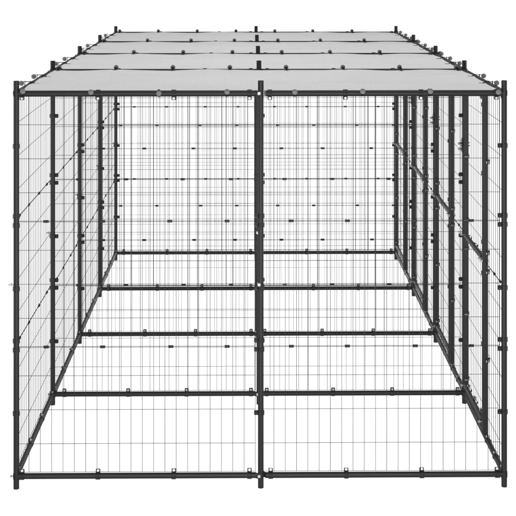 vidaXL Padoc pentru câini de exterior cu acoperiș, 9,68 m², oțel vidaXL Padoc pentru câini de exterior cu acoperiș, 9,68 m², oțel