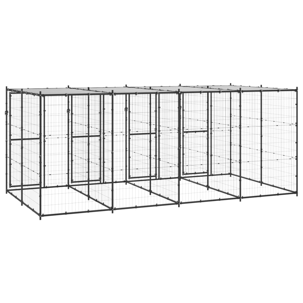 vidaXL Padoc pentru câini de exterior cu acoperiș, 9,68 m², oțel vidaXL Padoc pentru câini de exterior cu acoperiș, 9,68 m², oțel