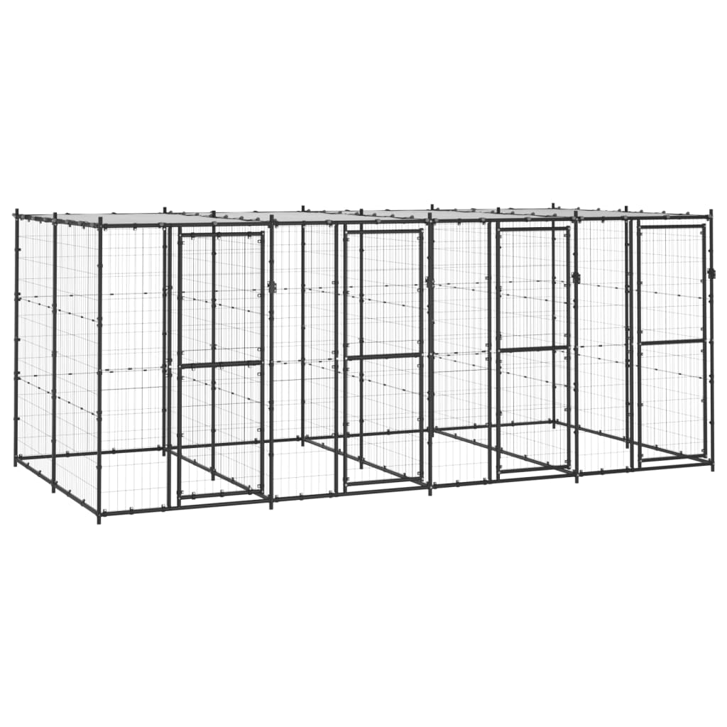vidaXL Padoc pentru câini de exterior cu acoperiș, 9,68 m², oțel vidaXL Padoc pentru câini de exterior cu acoperiș, 9,68 m², oțel