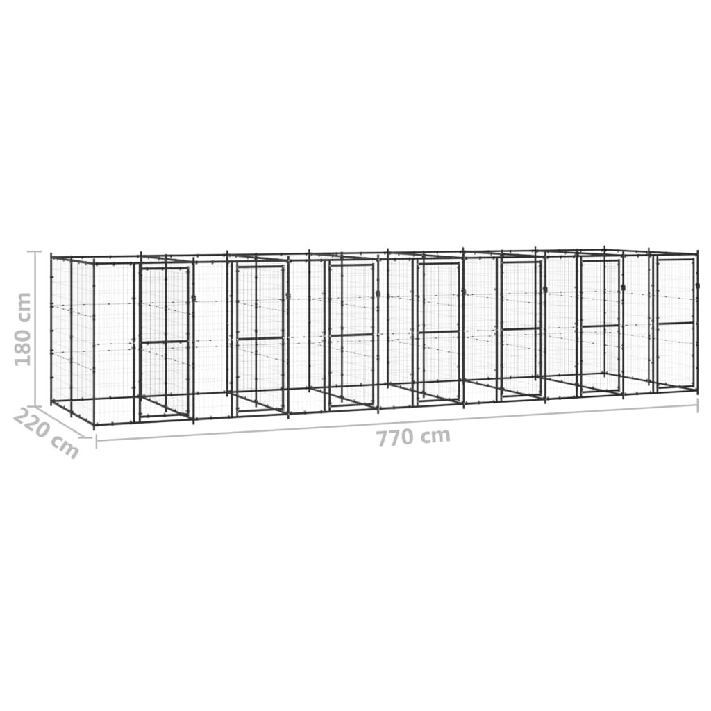 vidaXL Padoc pentru câini de exterior, 16,94 m², oțel vidaXL Padoc pentru câini de exterior, 16,94 m², oțel