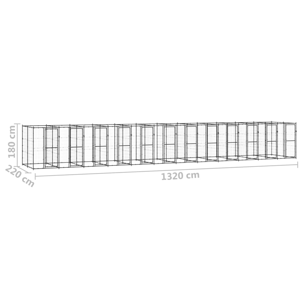 vidaXL Padoc pentru câini de exterior, 29,04 m², oțel vidaXL Padoc pentru câini de exterior, 29,04 m², oțel