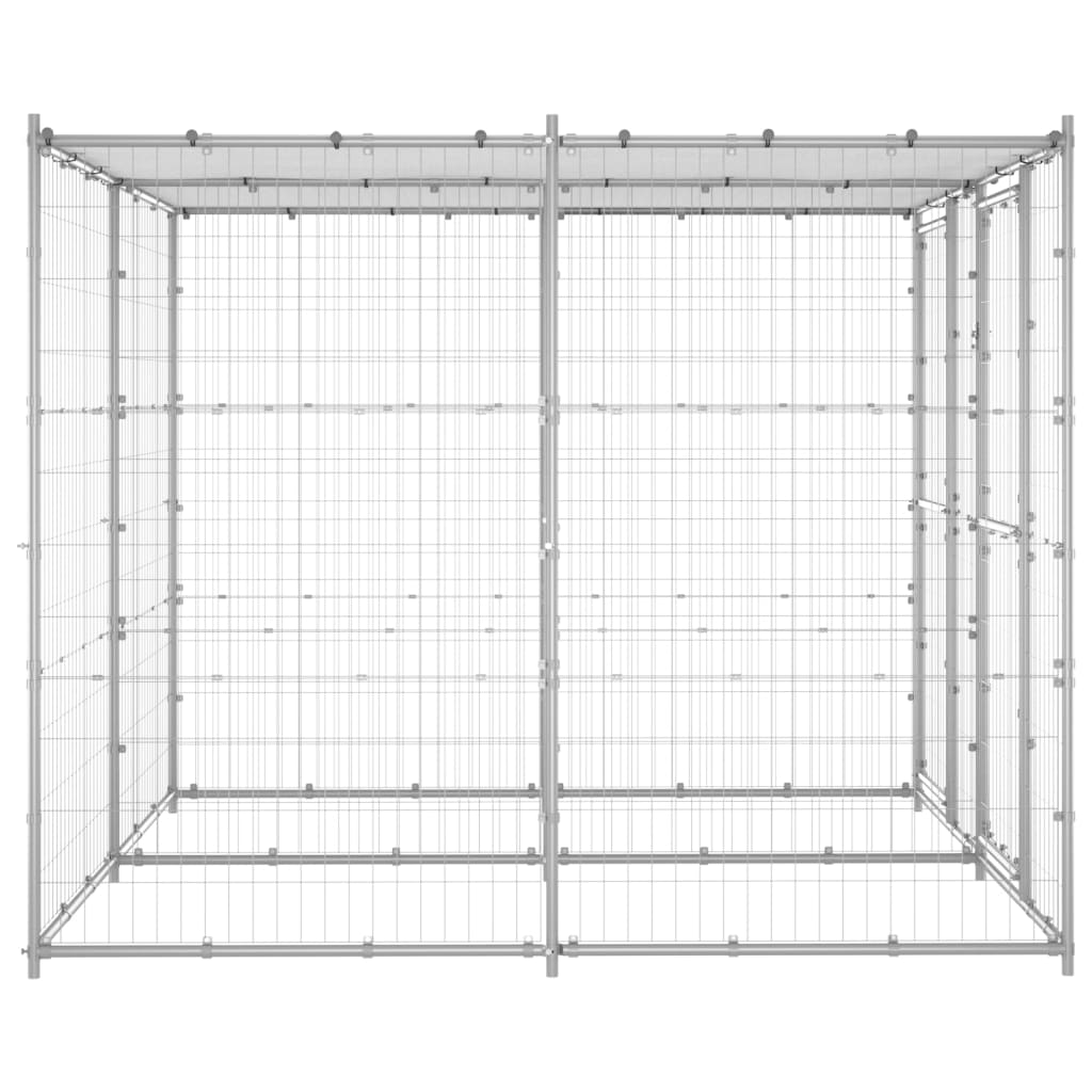 vidaXL Padoc câini de exterior cu acoperiș, 4,84 m², oțel galvanizat vidaXL Padoc câini de exterior cu acoperiș, 4,84 m², oțel galvanizat