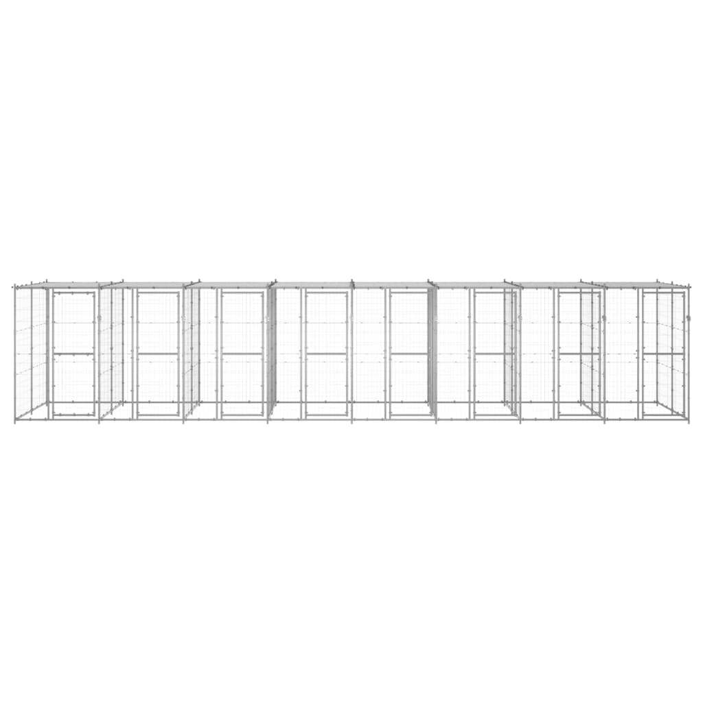 vidaXL Padoc câini de exterior cu acoperiș, 19,36 m², oțel galvanizat vidaXL Padoc câini de exterior cu acoperiș, 19,36 m², oțel galvanizat