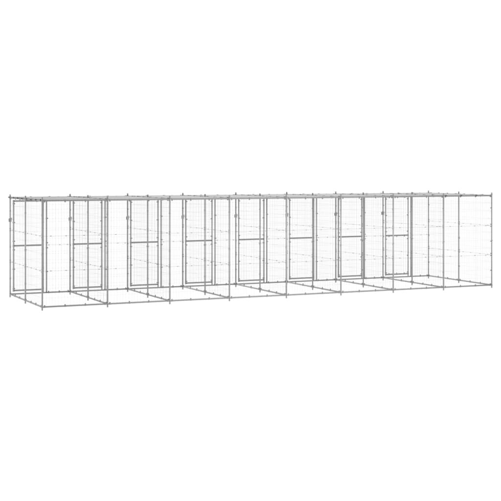 vidaXL Padoc câini de exterior cu acoperiș, 19,36 m², oțel galvanizat vidaXL Padoc câini de exterior cu acoperiș, 19,36 m², oțel galvanizat