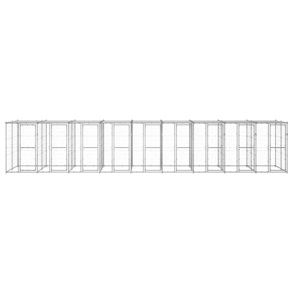 vidaXL Padoc câini de exterior cu acoperiș, 21,78 m², oțel galvanizat vidaXL Padoc câini de exterior cu acoperiș, 21,78 m², oțel galvanizat