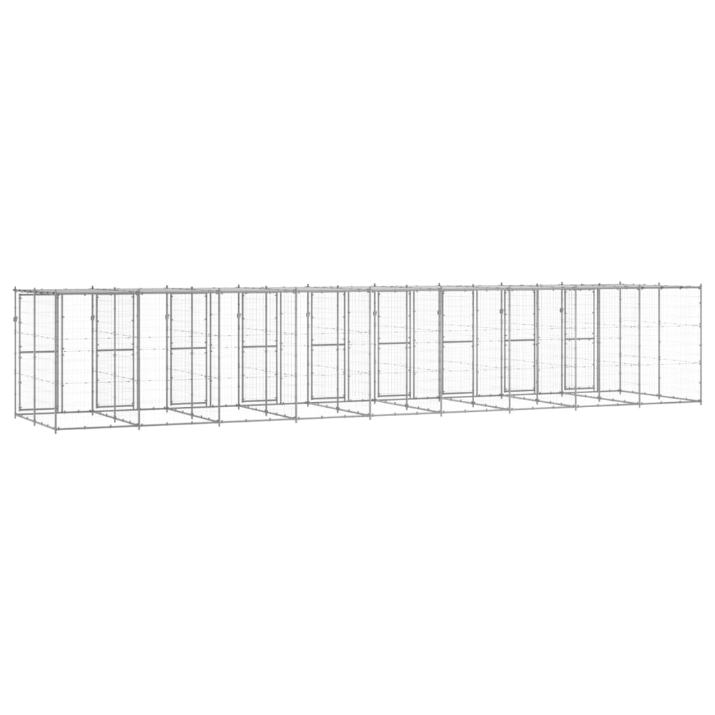 vidaXL Padoc câini de exterior cu acoperiș, 21,78 m², oțel galvanizat vidaXL Padoc câini de exterior cu acoperiș, 21,78 m², oțel galvanizat