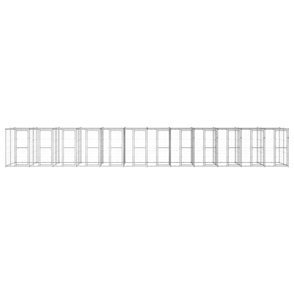 vidaXL Padoc câini de exterior cu acoperiș, 29,04 m², oțel galvanizat vidaXL Padoc câini de exterior cu acoperiș, 29,04 m², oțel galvanizat