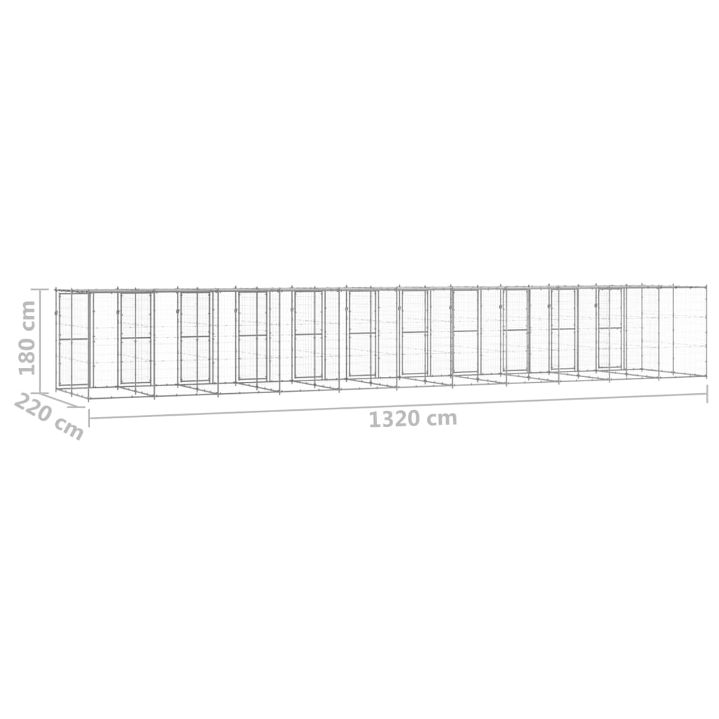 vidaXL Padoc câini de exterior cu acoperiș, 29,04 m², oțel galvanizat vidaXL Padoc câini de exterior cu acoperiș, 29,04 m², oțel galvanizat