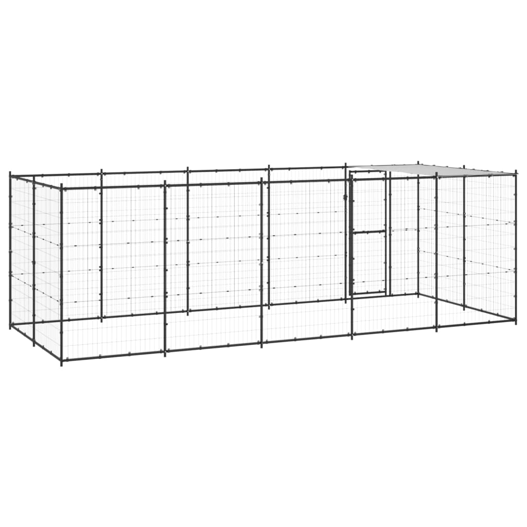 vidaXL Padoc pentru câini de exterior cu acoperiș, 12,1 m², oțel vidaXL Padoc pentru câini de exterior cu acoperiș, 12,1 m², oțel