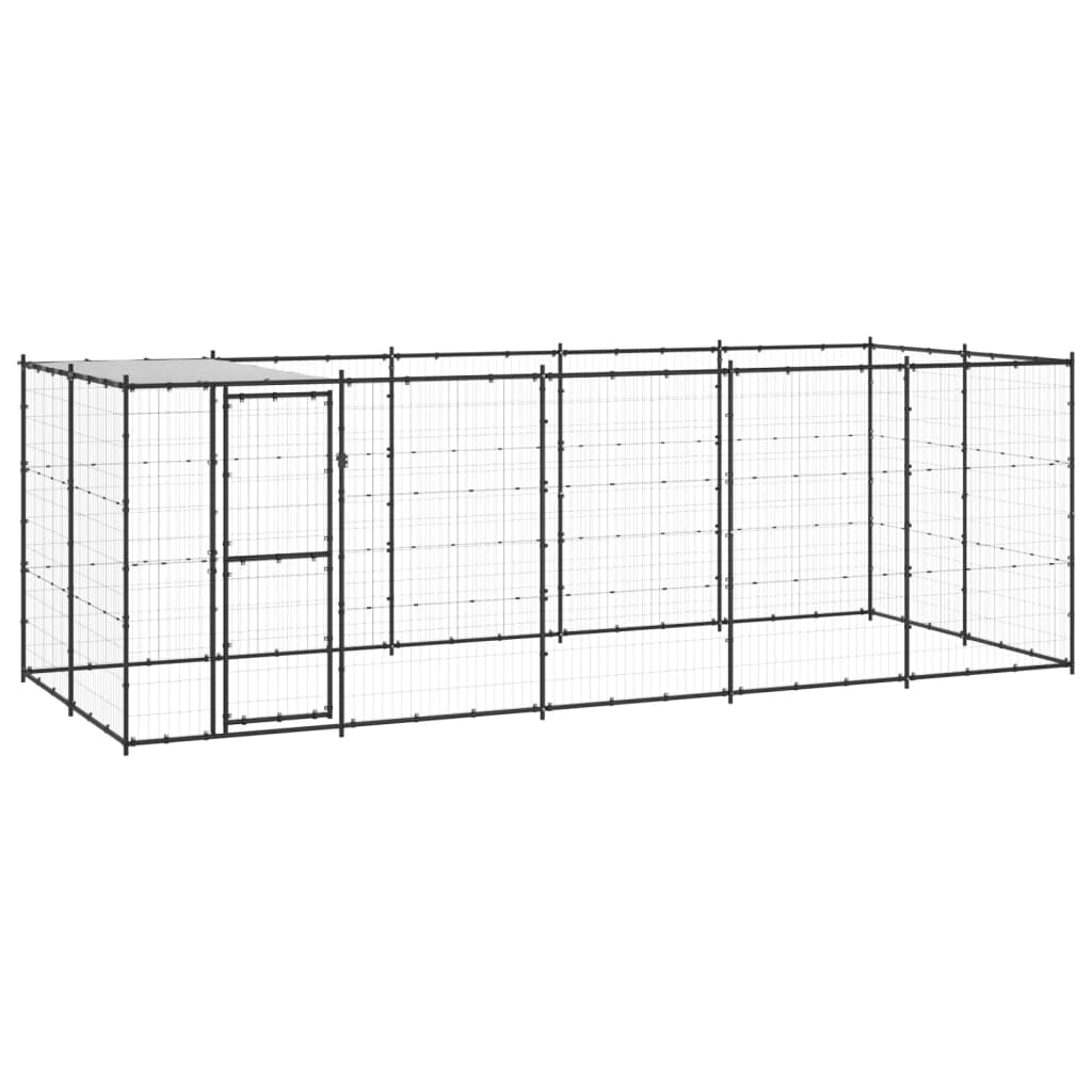 vidaXL Padoc pentru câini de exterior cu acoperiș, 12,1 m², oțel vidaXL Padoc pentru câini de exterior cu acoperiș, 12,1 m², oțel