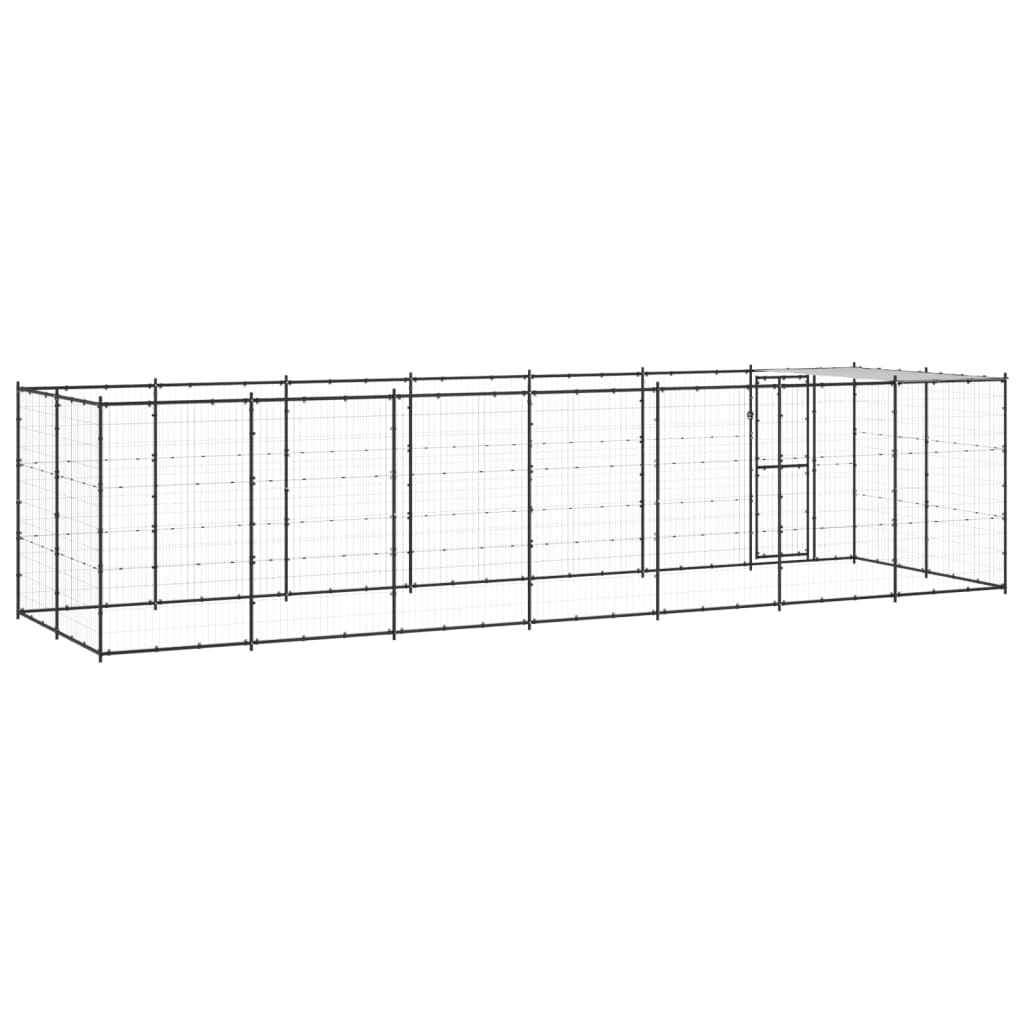 vidaXL Padoc pentru câini de exterior cu acoperiș, 16,94 m², oțel vidaXL Padoc pentru câini de exterior cu acoperiș, 16,94 m², oțel
