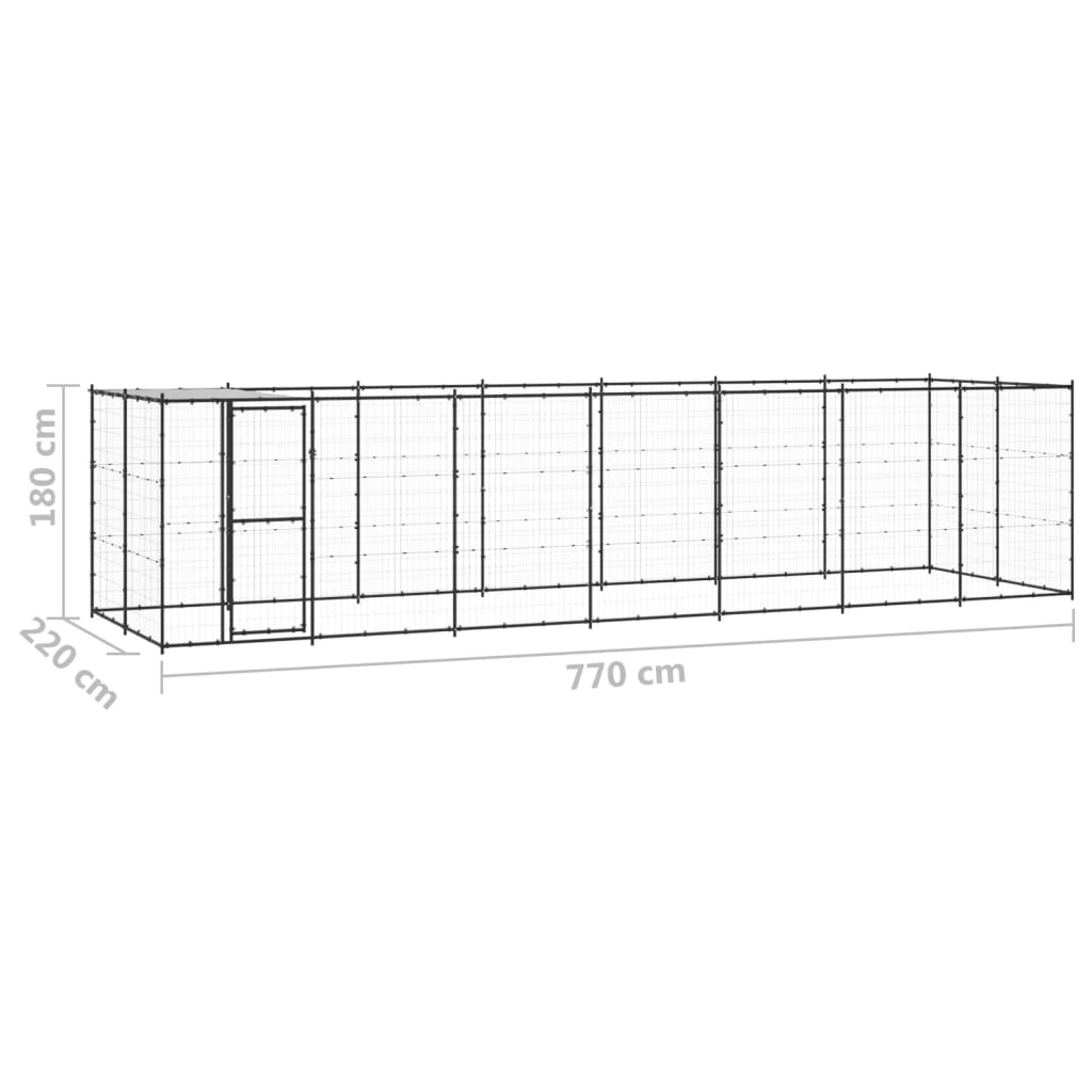 vidaXL Padoc pentru câini de exterior cu acoperiș, 16,94 m², oțel vidaXL Padoc pentru câini de exterior cu acoperiș, 16,94 m², oțel