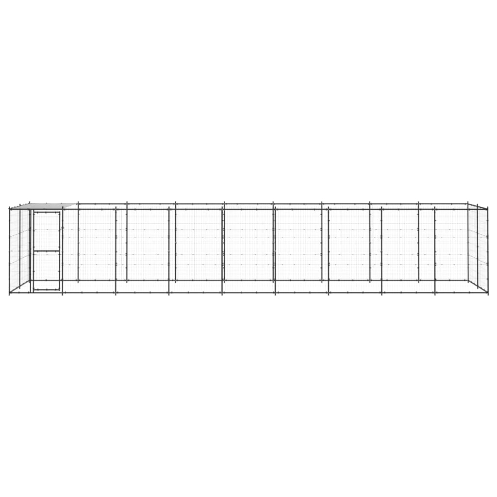 vidaXL Padoc pentru câini de exterior cu acoperiș, 21,78 m², oțel vidaXL Padoc pentru câini de exterior cu acoperiș, 21,78 m², oțel