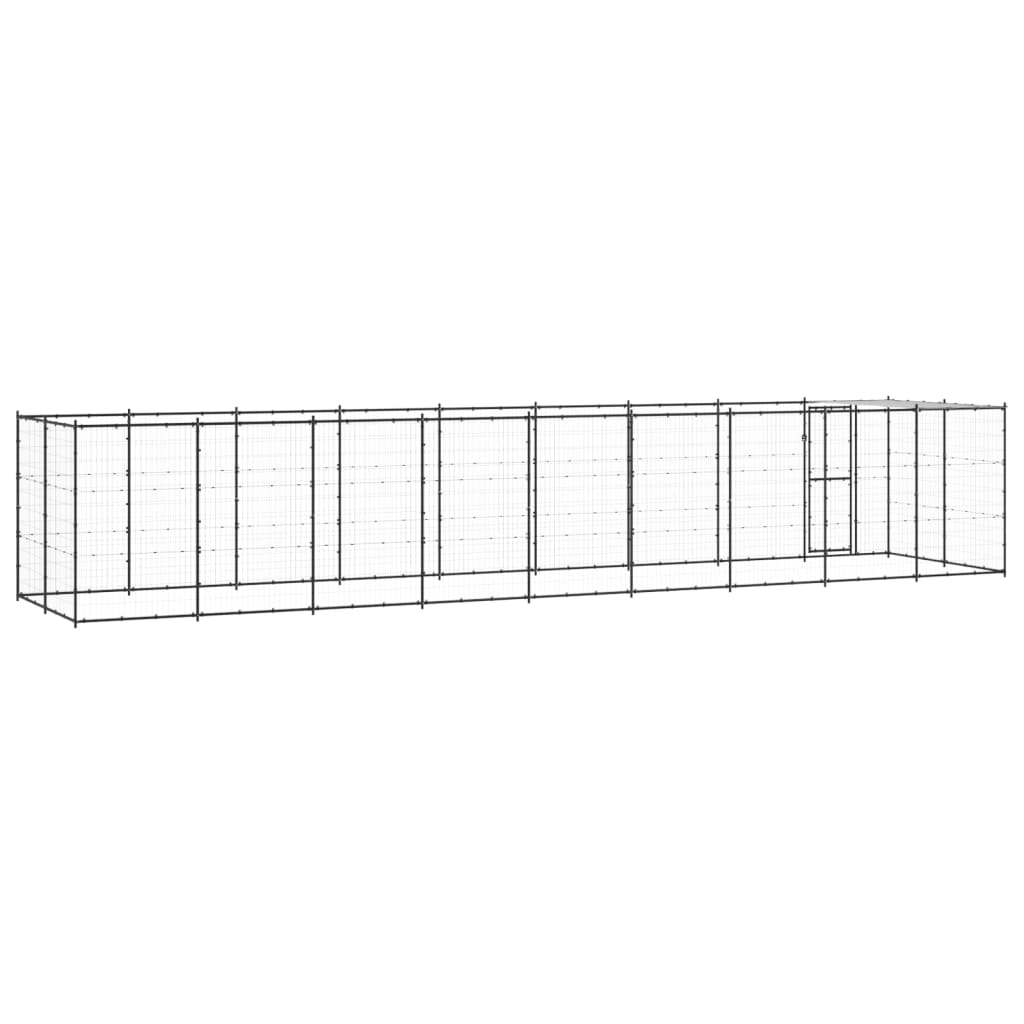 vidaXL Padoc pentru câini de exterior cu acoperiș, 21,78 m², oțel vidaXL Padoc pentru câini de exterior cu acoperiș, 21,78 m², oțel