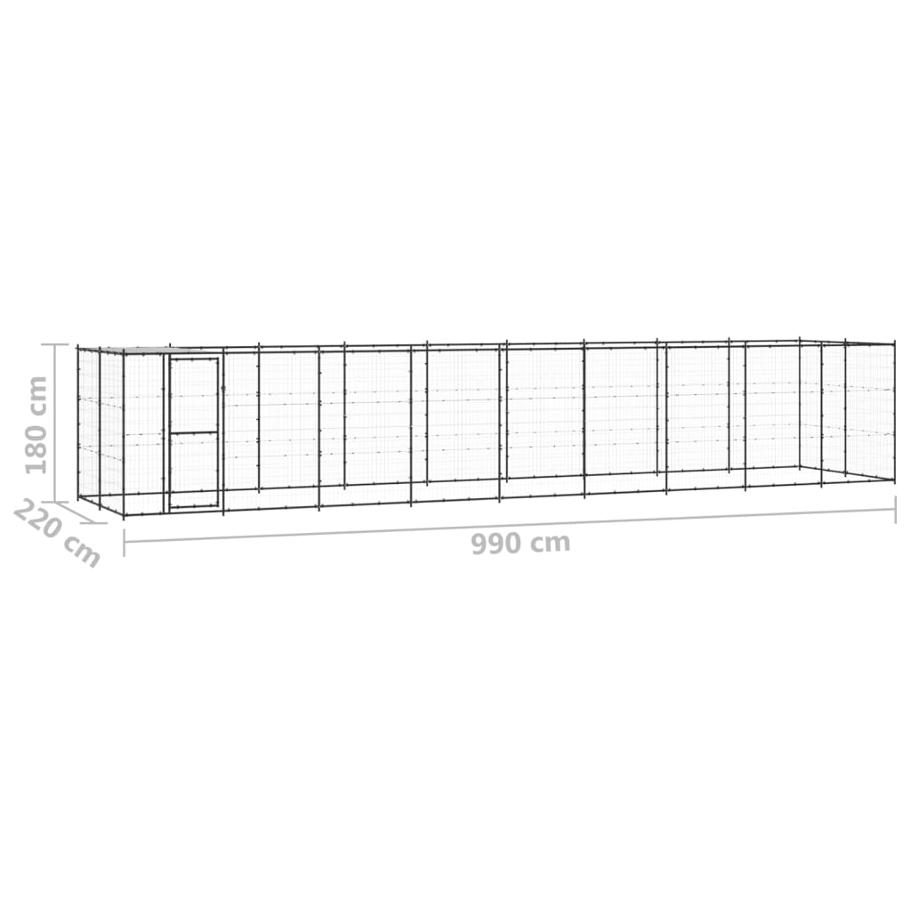 vidaXL Padoc pentru câini de exterior cu acoperiș, 21,78 m², oțel vidaXL Padoc pentru câini de exterior cu acoperiș, 21,78 m², oțel