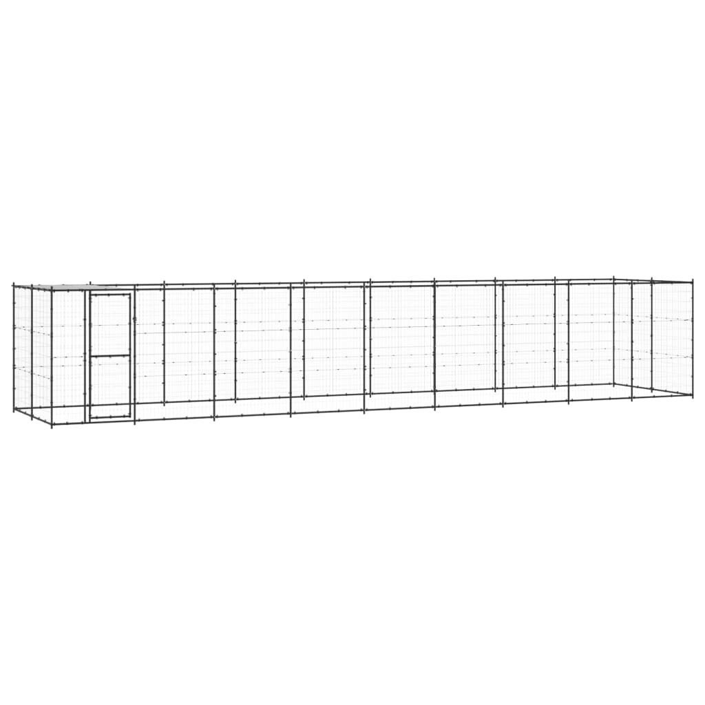 vidaXL Padoc pentru câini de exterior cu acoperiș, 21,78 m², oțel vidaXL Padoc pentru câini de exterior cu acoperiș, 21,78 m², oțel