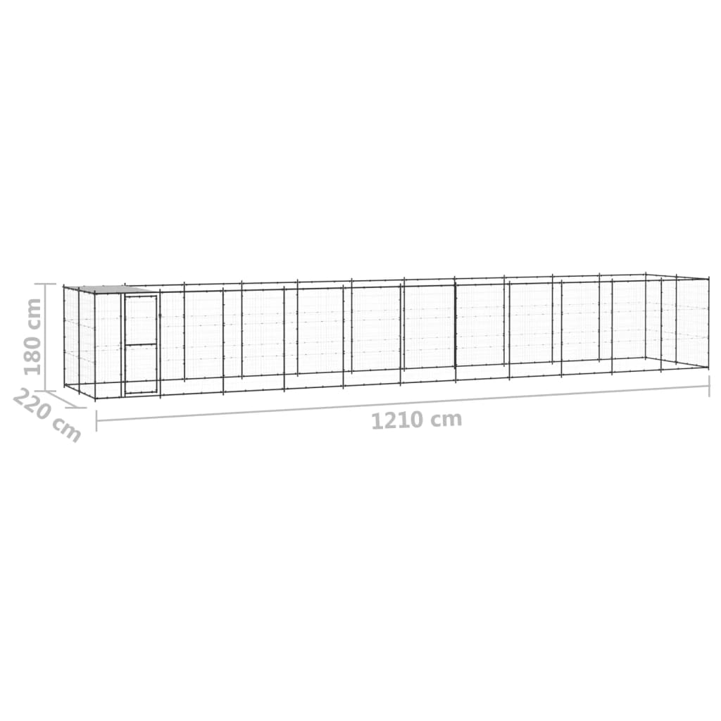vidaXL Padoc pentru câini de exterior cu acoperiș, 26,62 m², oțel vidaXL Padoc pentru câini de exterior cu acoperiș, 26,62 m², oțel