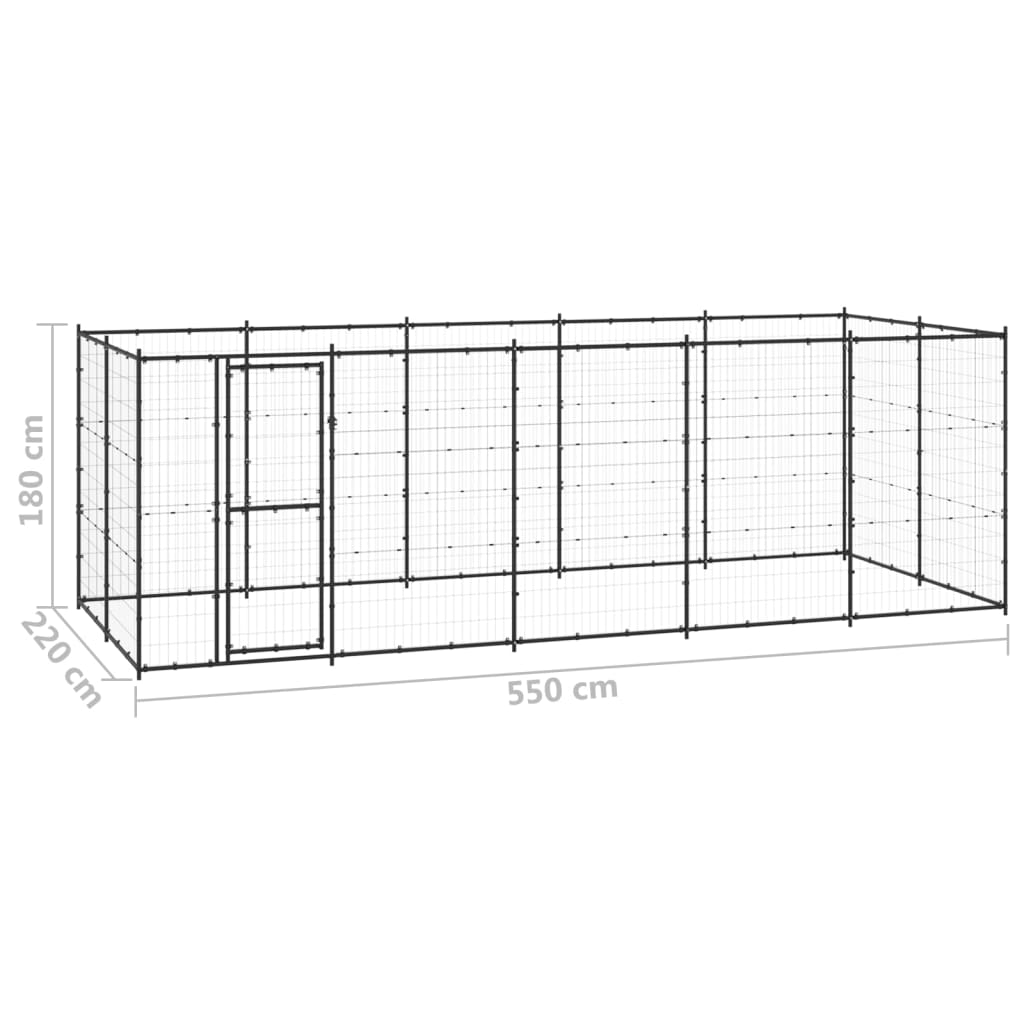 vidaXL Padoc pentru câini de exterior, 12,1 m², oțel vidaXL Padoc pentru câini de exterior, 12,1 m², oțel