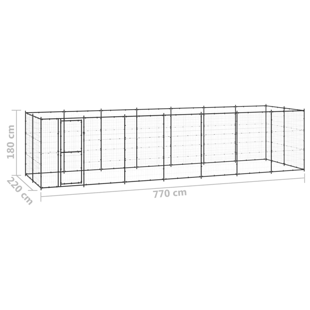 vidaXL Padoc pentru câini de exterior, 16,94 m², oțel vidaXL Padoc pentru câini de exterior, 16,94 m², oțel